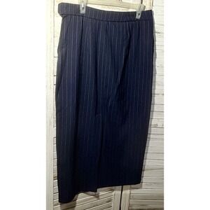 Maison d' Amelie Paris 8 Skirt Back Slit Navy Blue Pin Stripe Straight Long